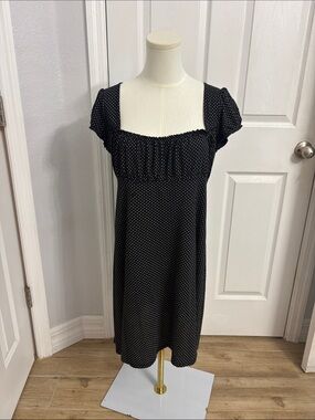 Black Polka Dot Square-Neck Mini Dress